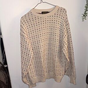 Eddie Bauer Cream and Red Knit Crewneck Sweater